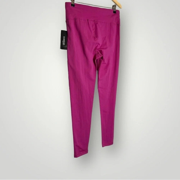 Bebe Sport Sequin Logo Leggings Size XL Festival Fuschia Pink Ankle Length - Picture 6 of 9